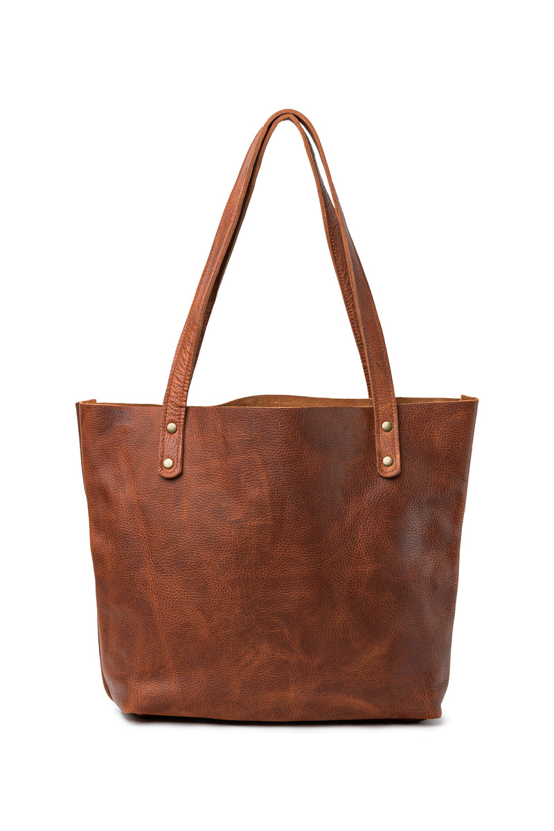 A brown Fore Street Tote Bag with handles. (Brand Name: Rogue Industries)