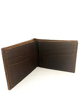 A genuine cowhide leather brown Heritage Wallet with no money, made in USA by Rogue Industries.