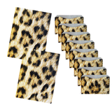 A set of Rogue Industries RFID Blocking Leopard Print Credit Card Sleeves/Passport Sleeves, designed for blocking skimming attacks.
