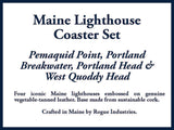 Leather Coasters with Maine Lighthouses Embossing