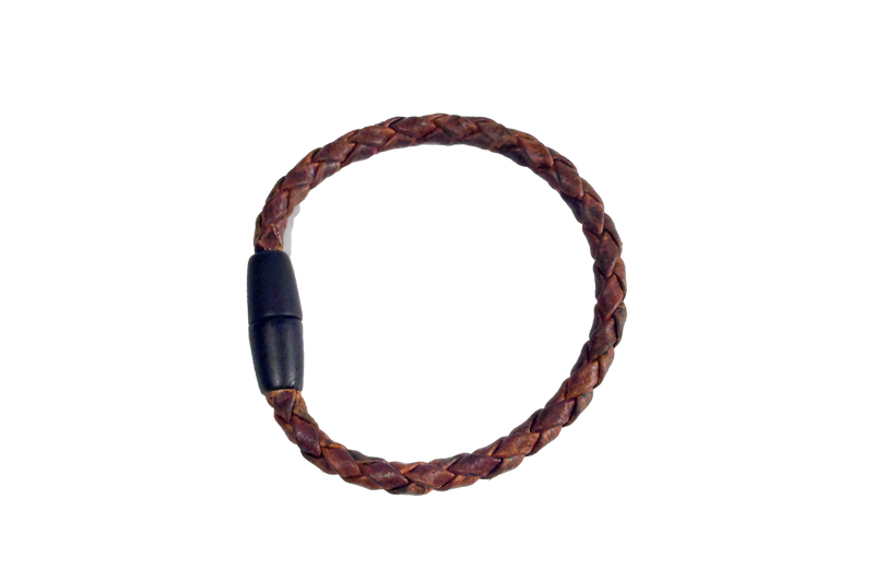 A Rogue Braided Moose Leather Bracelet from Rogue Industries on a white background.
