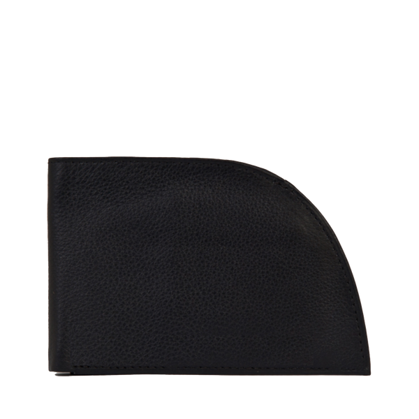A Rogue Industries Rogue Front Pocket Wallet in Napa Leather with RFID protection and a black background.