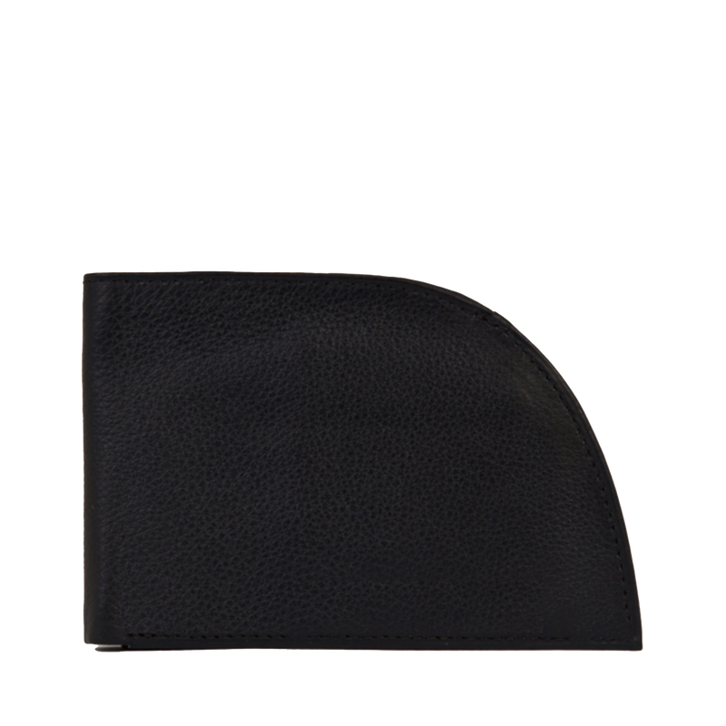 A Rogue Industries Rogue Front Pocket Wallet in Napa Leather with RFID protection and a black background.