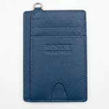Pebbled Leather Card Case in aqua blue - back side with three card slots
