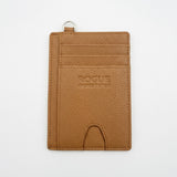 Pebbled Leather Card Case in tan - back side with three card slots