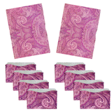 A set of pink paisley patterned Rogue Industries RFID Blocking Package of Credit Card Sleeves/Passport Sleeves on a white background.