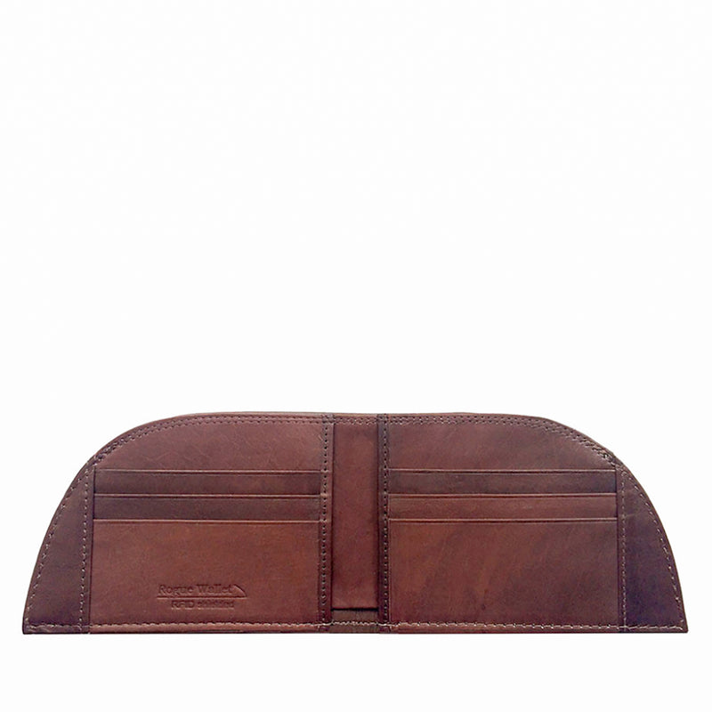 A brown Rogue Industries American Bison Leather Front Pocket Wallet with a white background.