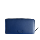 A blue zippered Leather Smartphone Clutch by Rogue Industries.