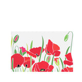 A red and green flower design on Rogue Industries RFID Blocking Credit Card Sleeves in Poppies.