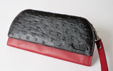A black and red Rogue Industries RFID Blocking Clutch - Ostrich Print wallet.