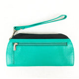 RFID Blocking Clutch - Rogue Industries - Ostrich Print Teal Back