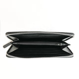 A black zippered clutch made of premium leather on a white background by Rogue Industries.