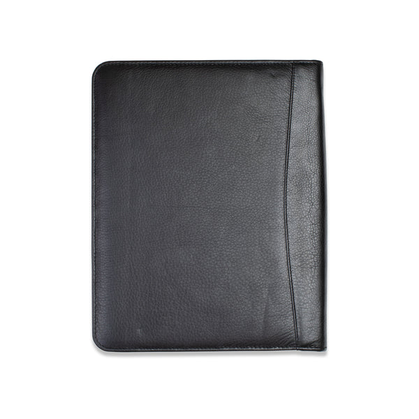 A black leather Rogue Industries Leather Portfolio with business card pockets on a white background.