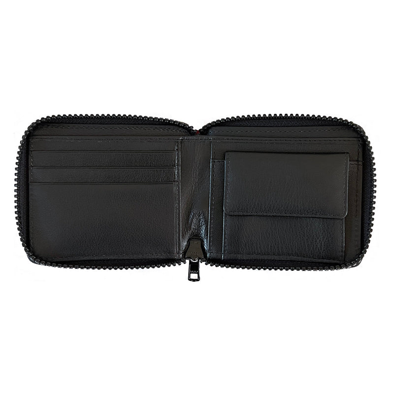 A black Rogue Industries Nylon Zip Around Wallet on a white background.