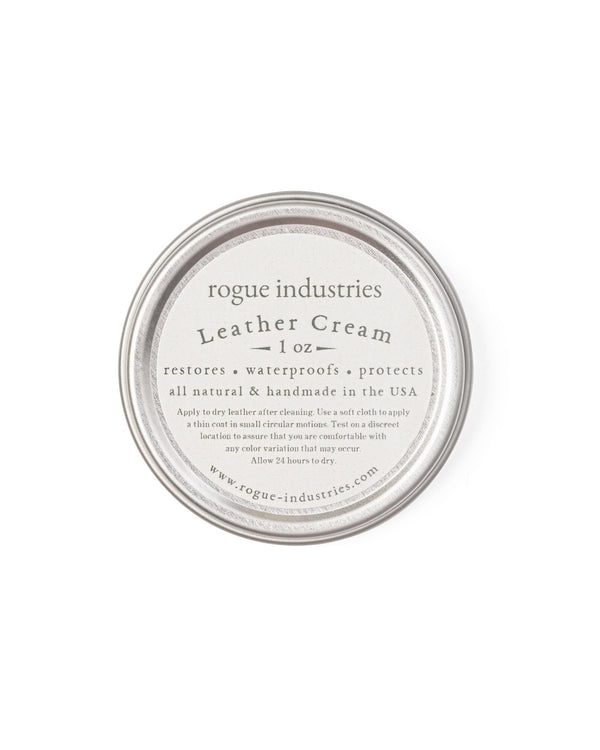 A tin of Rogue Industries' All Natural Leather Cream.