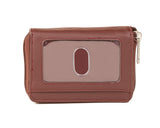 A Rogue Industries Accordion Zip Wallet - RFID Blocking with burgundy leather and a zipper.