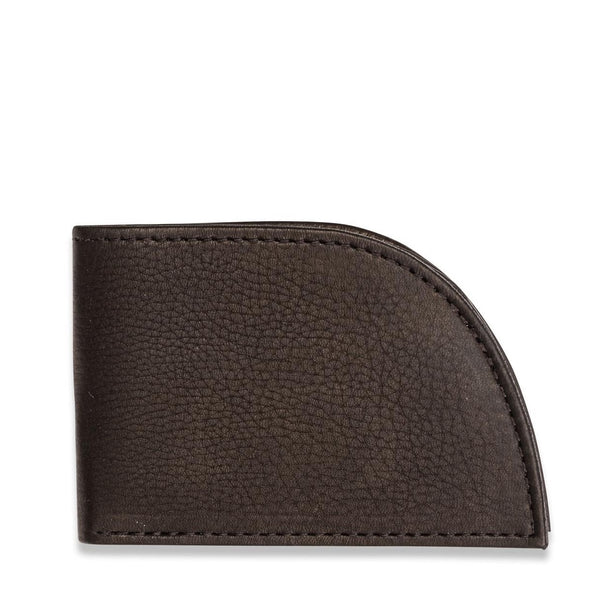 A brown, genuine Deerskin Front Pocket Wallet with a curved edge by Rogue Industries.