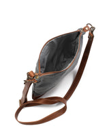 The grey and tan Ellis River Crossbody Bag by Rogue Industries is on a white background.