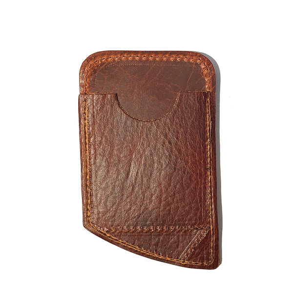 A Rogue Industries Slim Leather Card Carrier case with stitching, designed for comfortable carry in the front pocket.