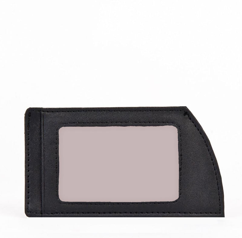 A black Weekend Card Holder by Rogue Industries with premium leather and a rose lining on a white background.