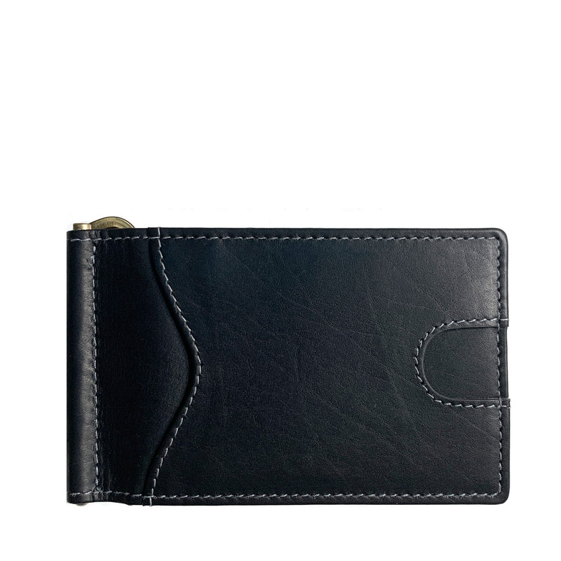 A black Rogue Industries Minimalist Wallet with Money Clip on a white background.