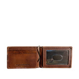A Rogue Industries Minimalist Wallet with Money Clip in genuine leather and with a credit card holder.