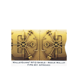 A close-up of a safe designed for RFID blocking with Rogue Industries' RFID Blocking Credit Card Sleeves - Gold Vault.