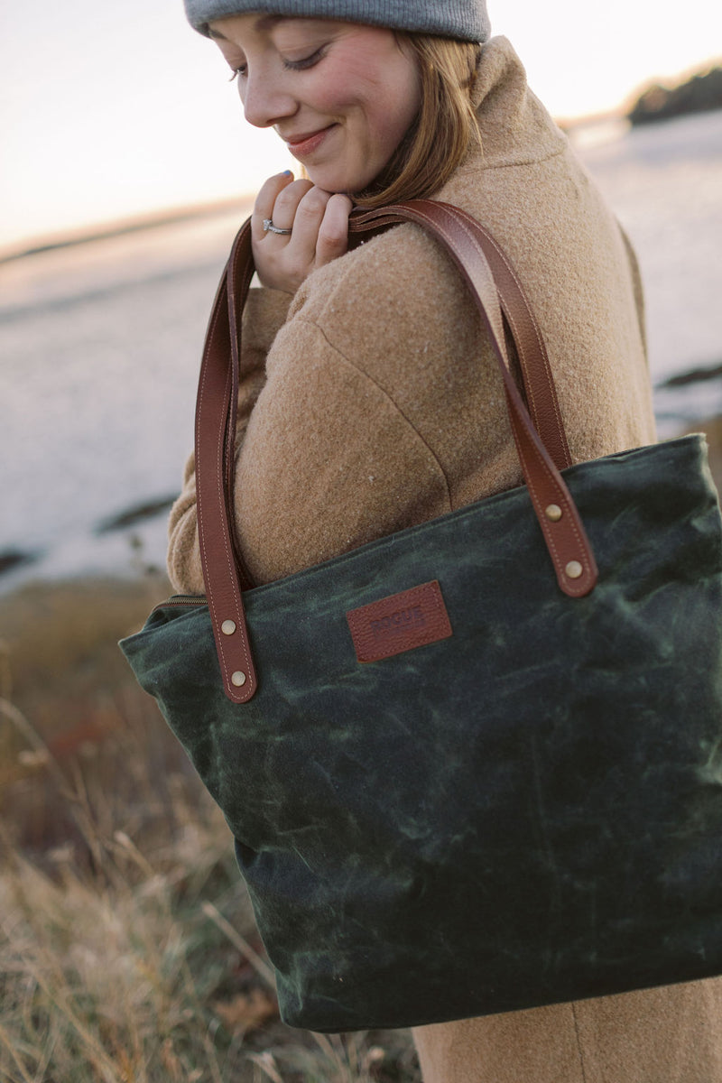 Allagash River Tote Bag | Waxed Canvas Tote | with Zipper | Rogue
