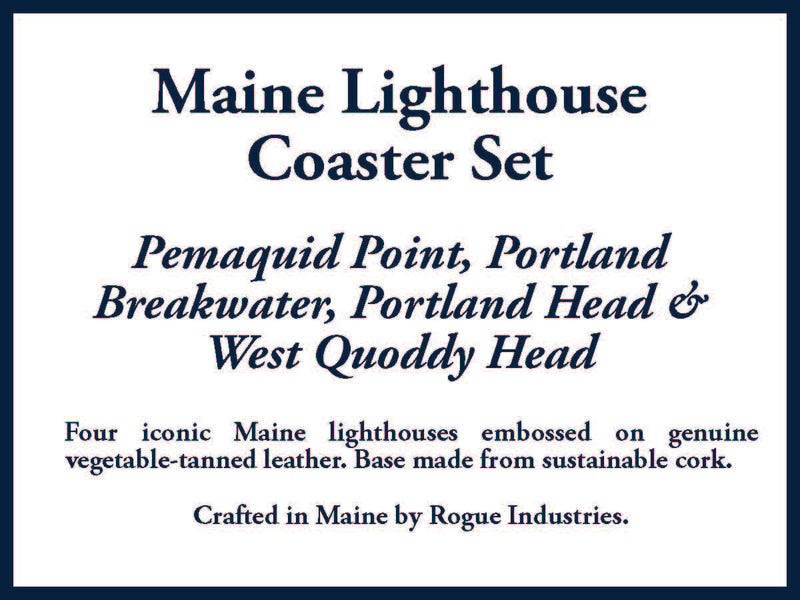 Leather Coasters with Maine Lighthouses Embossing