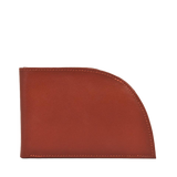 A Rogue Industries brown Napa leather wallet with RFID protection and a curved corner.