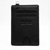 Pebbled Leather Card Case in black - back side with three card slots