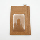Pebbled Leather Card Case in tan - front side with plastic ID slot and one card slot