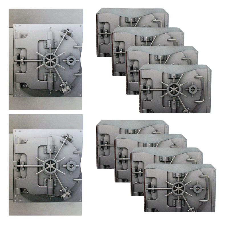 Several metal safes with Rogue Industries RFID Blocking Package of Credit Card Sleeves/Passport Sleeves.