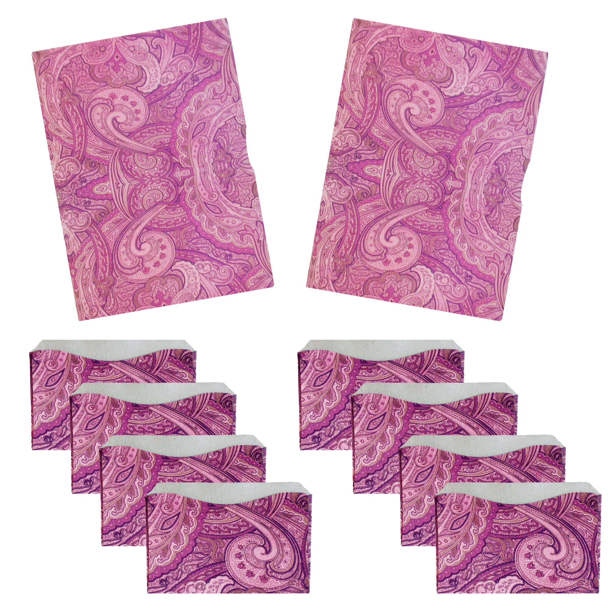 RFID Blocking Package of Credit Card Sleeves/Passport Sleeves Purple Paisley