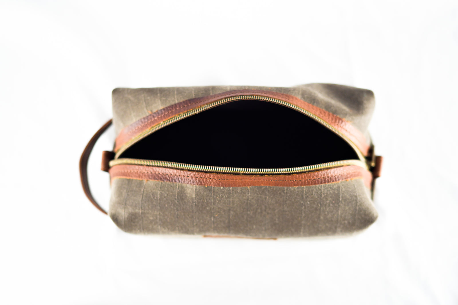 Brown Waxed Canvas and Leather Dopp Kit, Spacious, Water-Resistant, USA-Made, Rogue Industries