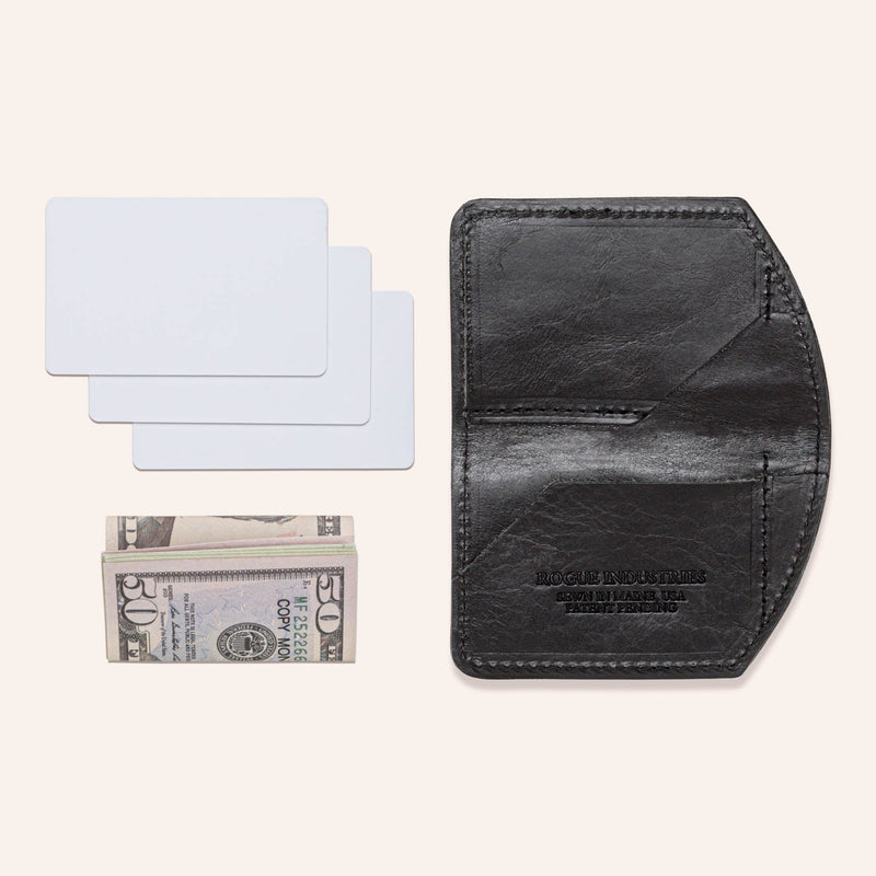 Minimalist Spartan Wallet in Bison - Black - With Cash