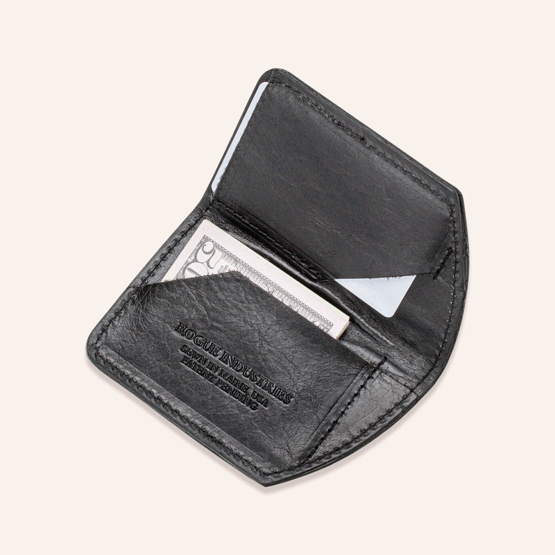 Minimalist Spartan Wallet in Bison - Black - Open 1