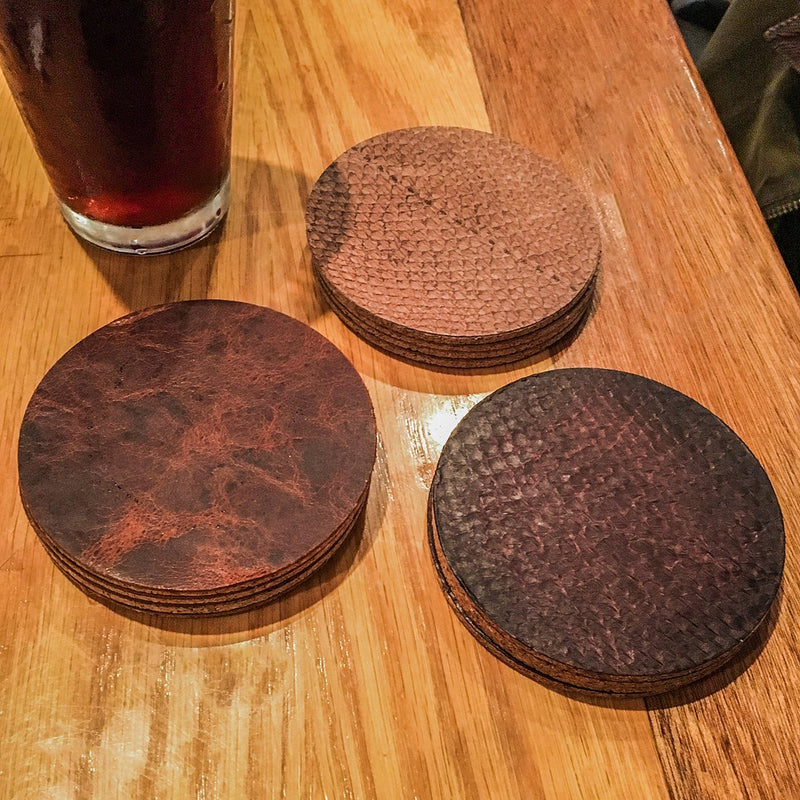 Salmon Leather Coaster Set from Rogue Industries - 2