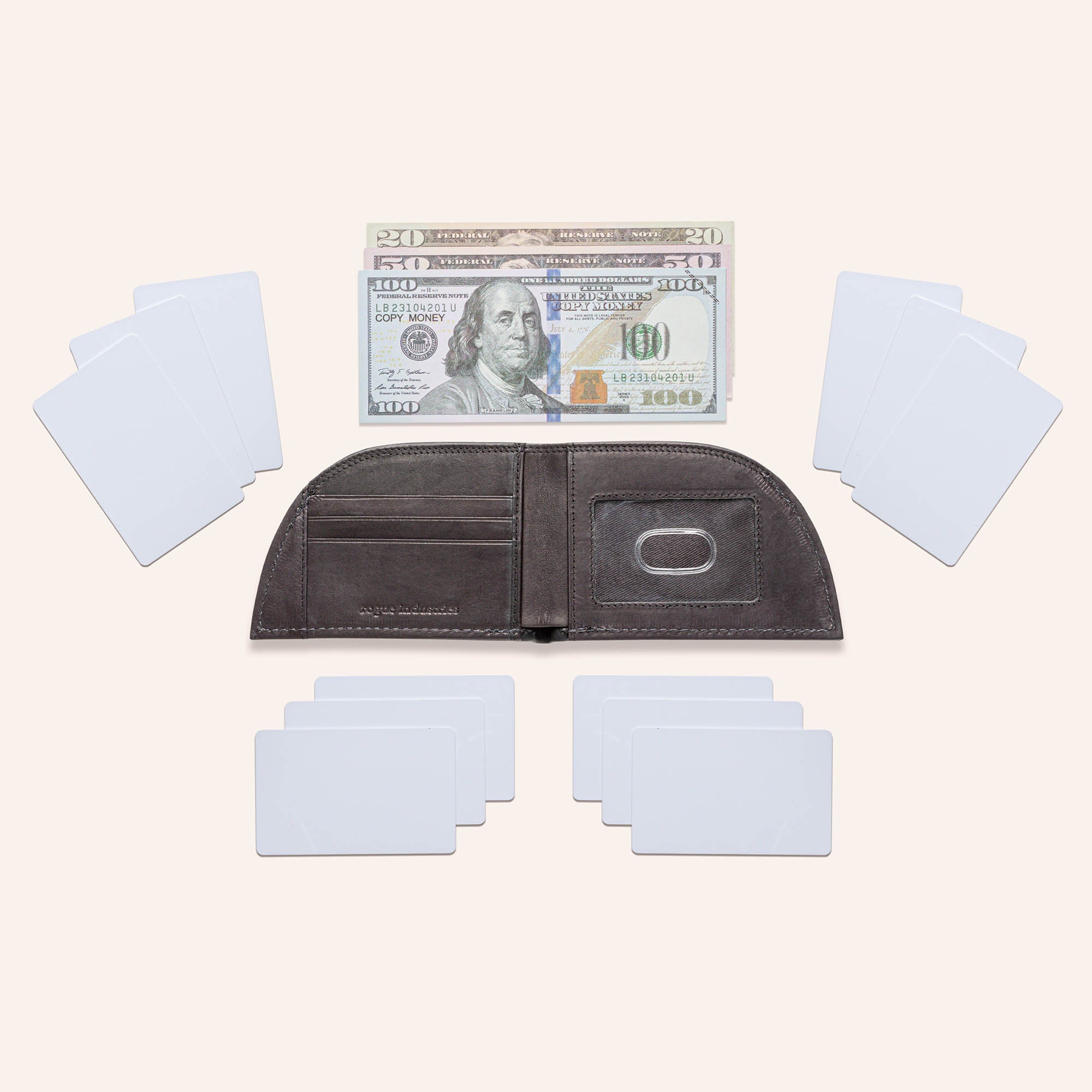 Rogue Front Pocket Wallet in American Bison Leather - Black - 6