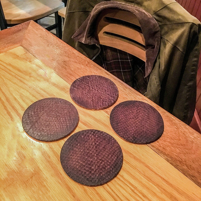 Salmon Leather Coaster Set from Rogue Industries - 3